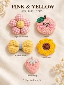 5pcs Dog Hair Clips, Handmade Woven Pet Hair Bows, Cute Flower Design Beauty Accessories, Suitable For Yorkshire Terrier, Maltese, Small Dogs And Cats - Multicolor - View 11