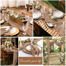 1 Pack Coffee Brown Cheesecloth Table Runner, Boho Gauze Table Runners, Rustic Semi Sheer Cheese Cloth Fabric For Wedding Party, Baby Shower, Birthday, Engagement, Farmhouse Dining Table Decor, Holiday Decorations, Romantic Wedding Centerpiece Decor - Multicolor - View 6