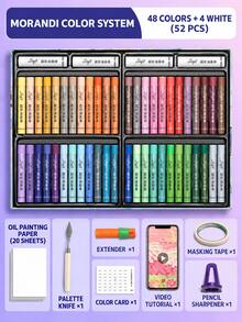 24/36/48 Colors Soft Oil Pastel Set, Macaron Color Crayons With Drawing Paper And Scraper, Suitable For Children, Elementary Students, DIY Crafts, Painting And Art Supplies - Multicolor - View 14