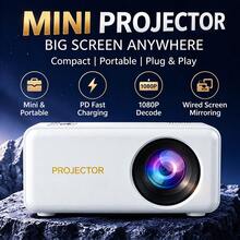 MOMAN PD Interface USB Powered Portable Smart Projector, Native 320x240P Full HD, Supports 1080P Decoding, Home Theater Projector, Can Sync With Android Phone Screen, Mini Home Movie Projector - Does Not Support Bluetooth Or WiFi Connection - Black - View 2
