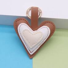 1pc Creative Multi Layer Color Contrasting Love PU Keychain 3D Cotton Heart Shaped Pendant Bag Hanging Small Gift - Multicolor - View 12