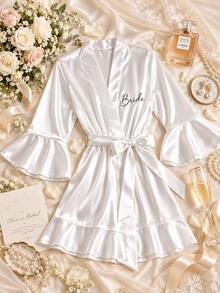 Customized Satin Bridesmaid Robe, Bridal Party Getting Ready Robe, Women's Wedding Robe, Maid Of Honor Gift, Bride Pajama Robe,Size-M/L/XL/XXL, Christmas - Multicolor - View 6