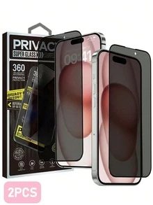 2pcs (Silk Screen Anti-Peeping) Tempered Glass Screen Protector Compatible With Apple 17 Series/18 Series, Phone Privacy Film, Scratch-Resistant Protective Cover, High-Quality Material, Privacy Film, Protective Case, Tech Enthusiasts, Mobile Gamers. - Compatible With 18/17/17 Pro/17 Pro Max, Fits Duo/18 Pro/18 Pro Max, Black Edge Anti-Peeping Protective Film. Phone Accessories. - 2-pack - Black - View 11