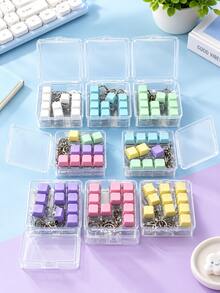 5 PCS Keyboard Fidget Toy Set With Storage Box, 4-In-1 Keyboard Keycap Keychain Finger Clicker, Stress Relief Pressable Fidget Key Chain Gift Pack, Multicolor - Multicolor - View 3