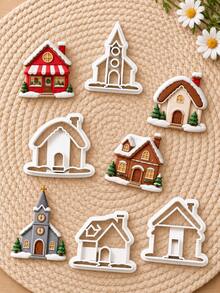 Church Building Clay Cutters For Earrings, Festive Polymer Clay Earring Cutter Mold, Steeple With Cross Layered Design, Earring Making Supplies - White - View 1