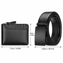Men's Black Wallet And Belt Set, Business Casual Accessories, Automatic Buckle Belt, Daily Wear, Gift For Him - Black - View 2
