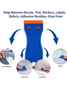 1 Plastic Scraper With 10 Plastic Blades, For Removing Labels, Stickers From Window Glass, Cleaning Floors, Stoves, Car Windows - Multicolor - View 3