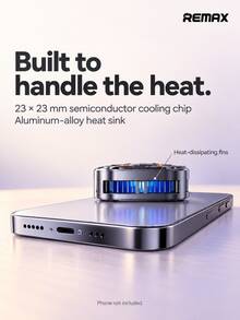 REMAX RT-F15 Magnetic Phone Cooler, TEC Semiconductor Cooling, Digital Temperature Display, Quiet High-Speed Fan, Detachable Clip, USB-C Powered, Red Blue Green Lighting, Compatible With Iphone, Android Phones And Tablets, Gaming And Live Streaming - Gun Black - View 5