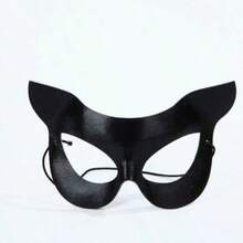 1pc Women's 3D Soft PU Leather Cat Cosplay Mask For Carnival Party, Suitable For Halloween Celebration - Black - View 6