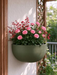 Half Moon Wall Hanging Planter, Wall-Mounted Flower Pot, Balcony Yard Window Sill Landscape Decor, Pothos Geranium Flower Plant Cultivation Pot, Indoor Wall Decoration Planting Container - Wall-mounted Planter - View 9