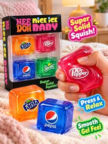 OBOVAY 1 Set Of 4 TPR Soft Rubber Transparent Colorful Square Squeeze ...
