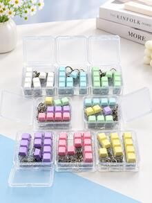 5 PCS Keyboard Fidget Toy Set With Storage Box, 4-In-1 Keyboard Keycap Keychain Finger Clicker, Stress Relief Pressable Fidget Key Chain Gift Pack, Multicolor - Multicolor - View 1