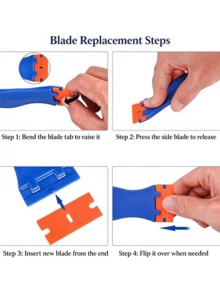 1 Plastic Scraper With 10 Plastic Blades, For Removing Labels, Stickers From Window Glass, Cleaning Floors, Stoves, Car Windows - Multicolor - View 6