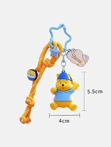 MINISO Disney Winnie The Pooh Character Keychain With Braided Rope, Moon & Star Details For Handbags, Backpacks, Birthday & Christmas Gifts - Style 1 - View 6