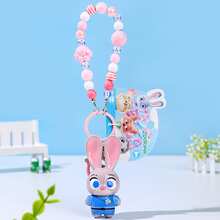 MINISO Disney Zootopia 角色鑰匙圈附珠飾掛繩，手提包、後背包與托特包包飾吊飾，生日與聖誕禮物 - 款式 2 - 查看 10