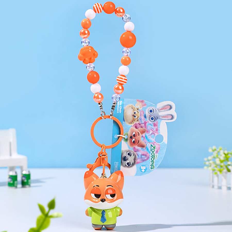 MINISO Disney Zootopia 角色鑰匙圈附珠飾掛繩,手提包、後背包與托特包包飾吊飾,生日與聖誕禮物 - 款式 1 - 查看 1