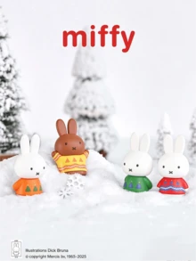 官方授權 Miffy「Snowy」冬季系列盲盒，可愛兔子收藏乙烯基公仔，Miffy & Boris 雪地主題，6 款常規款式包含滑雪、雪橇與雪地裝扮，植絨雪人 Boris，隨機 1 件 - 彩色 - 查看 4