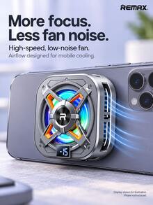 REMAX RT-F15 Magnetic Phone Cooler, TEC Semiconductor Cooling, Digital Temperature Display, Quiet High-Speed Fan, Detachable Clip, USB-C Powered, Red Blue Green Lighting, Compatible With Iphone, Android Phones And Tablets, Gaming And Live Streaming - Gun Black - View 6