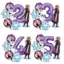 Frozen Foil Number Balloon Set, Anna Olaf Mylar Balloons, Snowflake Aluminum Film Balloons, Cartoon Princess Theme Birthday Party Supplies For Photo Booth, Birthday Backdrop, Celebration Decorations - As Shown In the Figure - View 1