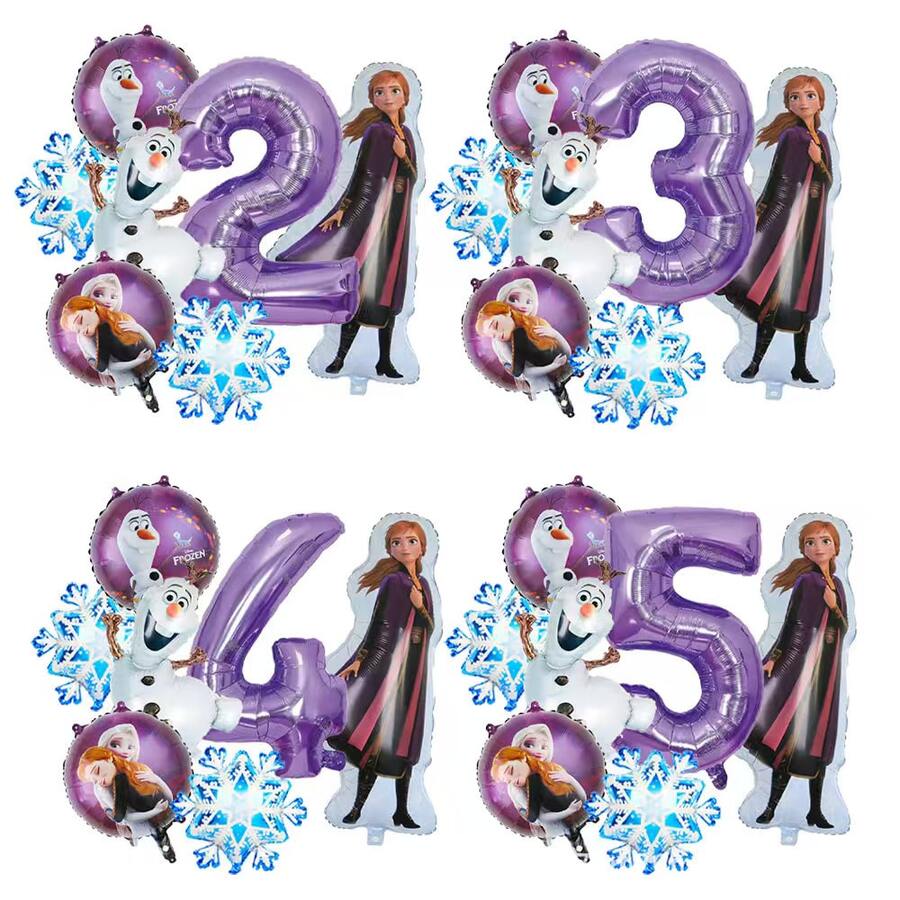Frozen Foil Number Balloon Set, Anna Olaf Mylar Balloons, Snowflake Aluminum Film Balloons, Cartoon Princess Theme Birthday Party Supplies For Photo Booth, Birthday Backdrop, Celebration Decorations - As Shown In the Figure - View 1