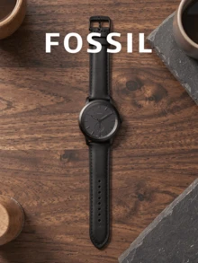 Fossil FS5447 Men's Quartz Watch, Black Leather Strap, 5ATM Water Resistant Minimalist All-Black Dial Men Watch - Black - View 2