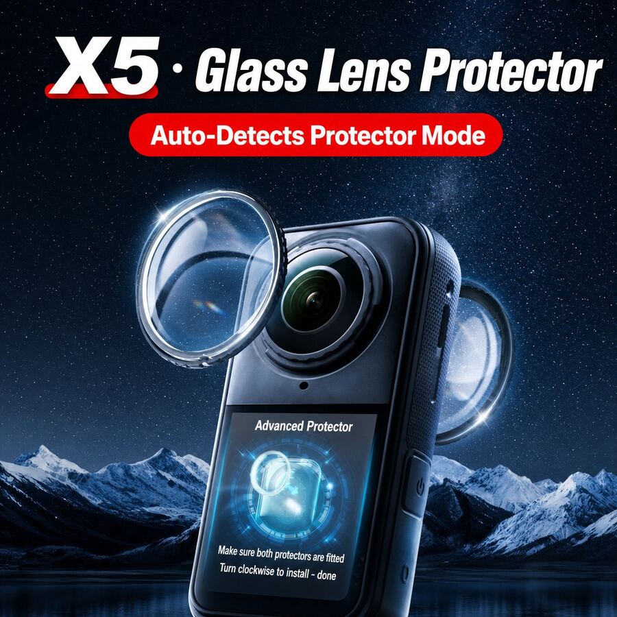 Compatible With Insta360 X5 Protective Lens Cover, High-Definition Tempered Glass Lens Cap, Wear-Resistant, Scratch-Resistant, Panoramic Action Camera Anti-Drop Protection - View 1