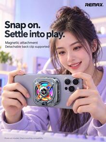 REMAX RT-F15 Magnetic Phone Cooler, TEC Semiconductor Cooling, Digital Temperature Display, Quiet High-Speed Fan, Detachable Clip, USB-C Powered, Red Blue Green Lighting, Compatible With Iphone, Android Phones And Tablets, Gaming And Live Streaming - Gun Black - View 4