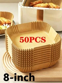 100pcs Air Fryer Liners, Square Disposable Air Fryer Paper Liners, Non-Stick Oil-Resistant Baking Paper, Suitable For Baking, Roasting, Cooking Trays, Essential Baking Supplies, Air Fryer, Kitchen, Food, Oven Essential Kitchen Accessories. - square - View 19