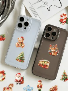 50Pcs Christmas Dessert & Candy PET Stickers, Cute Gingerbread Man, Donut Xmas Elements, Waterproof Decorative Stickers For Water Bottle, Scrapbook, Notebook, Phone Case, Skateboard, DIY Gift Decor - Multicolor - View 4