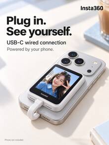 Insta360 Snap Selfie Screen, Magnetic Rear Camera Vlogging Monitor, 3.5-Inch Touchscreen, USB-C Plug And Play, Real-Time Preview, Standard Or Fill Light Version, For Compatible IPhone And Android Phones, Selfies And Content Creation - White - View 10