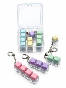 5 PCS Keyboard Fidget Toy Set With Storage Box, 4-In-1 Keyboard Keycap Keychain Finger Clicker, Stress Relief Pressable Fidget Key Chain Gift Pack, Multicolor - Multicolor - View 4