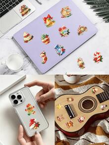 50Pcs Christmas Dessert & Candy PET Stickers, Cute Gingerbread Man, Donut Xmas Elements, Waterproof Decorative Stickers For Water Bottle, Scrapbook, Notebook, Phone Case, Skateboard, DIY Gift Decor - Multicolor - View 2