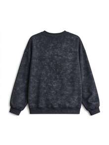 Women's Fashion Tie-Dye Sweatshirt, Autumn/Winter New Loose Oversized Slouchy Crew Neck Pullover Letter Top - Black Tie-dye - View 5