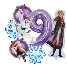 Frozen Foil Number Balloon Set, Anna Olaf Mylar Balloons, Snowflake Aluminum Film Balloons, Cartoon Princess Theme Birthday Party Supplies For Photo Booth, Birthday Backdrop, Celebration Decorations - As Shown In the Figure - View 10