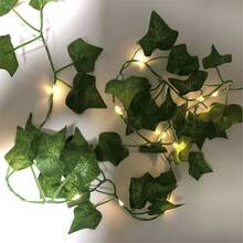 1PC LED Evergreen Leaf String Lights, Hanging Fairy Lights, USB Powered ...