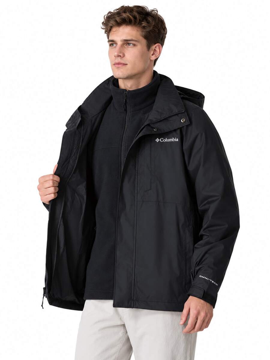 Columbia New Men's Outdoor Sports Fleece Lined Warm Polar Fleece 3-In-1 Softshell Jacket - Black - View 1