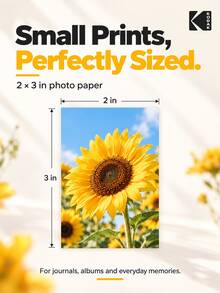 ZINK 2x3-Inch Photo Paper, Zero Ink Sticky-Back Prints, Water And Tear Resistant, 20/40/50/100 Sheet Options, Compatible With KODAK PRINTOMATIC, Smile And Step 2x3 Cameras And Printers, For Scrapbooking And Journaling - White - View 4