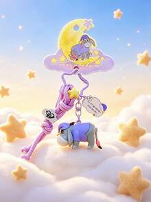 MINISO Disney 維尼熊角色鑰匙圈，附編織繩、月亮與星星裝飾，適用於手提包、背包，生日與聖誕禮物 - 款式 2 - 查看 4