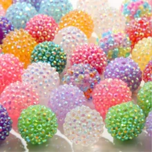 10pcs Acrylic Shiny 20mm Rhinestone Disco Ball Beads, Crystal Round Large Beads For DIY Jewelry, Pens And Handicrafts - Light Color Bayberry Ball - View 1