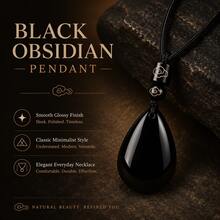 1PC Water Drop Shaped Chakra Crystal Pendant Necklace, Natural Obsidian Bat Healing Energy Amulet Jewelry, Spiritual Meditation Protection Witchy Gift - Obsidian Pendant - View 11