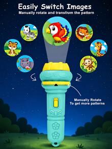 Children's Projection Flashlight Early Education Toy, Covers Multiple Theme Patterns Including Animals, Dinosaurs, Transportation, Space, Fruits, Letters. Fun Cognitive Bedtime Enlightenment Toy, Can Project Patterns On Walls, Ceilings, Tents, Children's Toys, Girls' Toys, Boys' Toys - Mini Flashlight - View 5