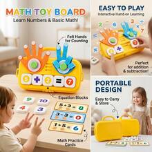 1PC-Math Manipulatives For Kids, Hand Counting Toy With Number Blocks, Montessori Educational Learning Toy For Preschool, Portable Storage Box For Addition Subtraction Skills 3+ Years Children's Toys Math Learning - Multicolor - View 2