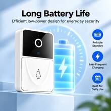 Chuông cửa video thông minh không dây WiFi, HD hồng ngoại nhìn đêm, đàm thoại hai chiều với bộ đổi giọng nói, thu âm 3 mét, tự động ghi hình chuyển động & phát lại từ xa, thông báo ứng dụng thời gian thực, chuông cửa an ninh cho căn hộ và biệt thự - Xem 5