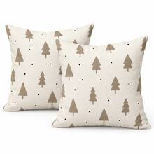 2PCS Camel Christmas Tree Pillow Covers, White Background Nordic Polka Dot Pattern, Christmas Holiday Home Decor, Suitable For Bedroom, Living Room, Sofa And Office, Pillow Insert Not Included - Camel - View 8