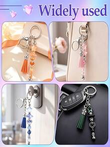 6/48/96/144pcs Beaded Keychain Strap Bulk Making Kit, Blank Beaded Keychain With Lobster Clasp, Tassel, Thank You Card And Gift Bag, DIY Keychain Materials, Jewelry Making Party Favors - Tassel Keychain - View 5