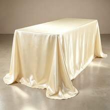 1pc Soft Glossy Multi-Color Classic Decorative Tablecloth, Suitable For Weddings, Valentine's Day, And Home Decoration - Beige - View 12