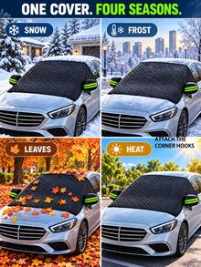 1pc Winter Car Snow Cover, Fits All Car Models, Anti-Ice Cover, Durable Oxford Cloth Front Windshield Cover, UV Resistant, Snowproof, Easy Installation, Suitable For Winter Driving, Summer Sunshade, Car Window Snow Cover, Front Windshield, Car Accessories - A - View 2