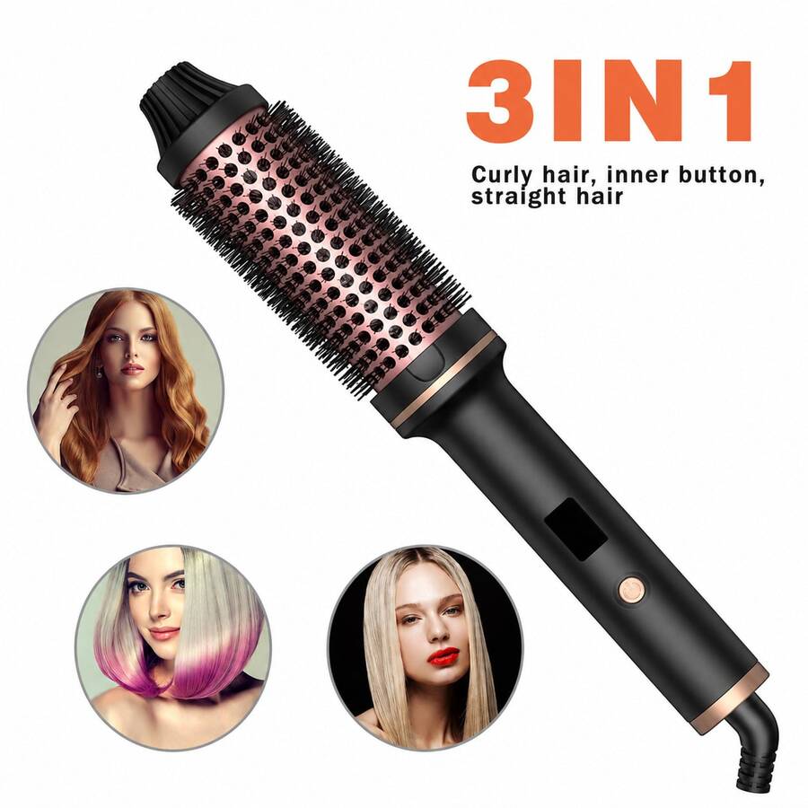 UKLISS Multifunctional Electric Curling Brush - Ceramic Heating Styling Brush Dual PTC Technology | Suitable For All Hair Types 220-240V | Perfect Holiday Gift For Women, Moms, Girlfriends