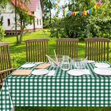 1/6/12PCS-137*274cm/137*137cm Green And White Plastic Plaid Tablecloth, Decorative Disposable Green Checkered Tablecloth, Suitable For Farm Birthday Wedding Rectangular Tablecloth, Party Tablecloth - Green - View 3