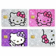FIFA 4pcs/1pc Hello Kitty Cute Card Stickers, Pink, Silver, Purple Glitter Style, Bow Cat Pattern, 4 Styles Available, Suitable For Credit Cards, Debit Cards And Transportation Cards Surface Decoration, Sweet Girl Style Bank Card Film - Sticker - View 2